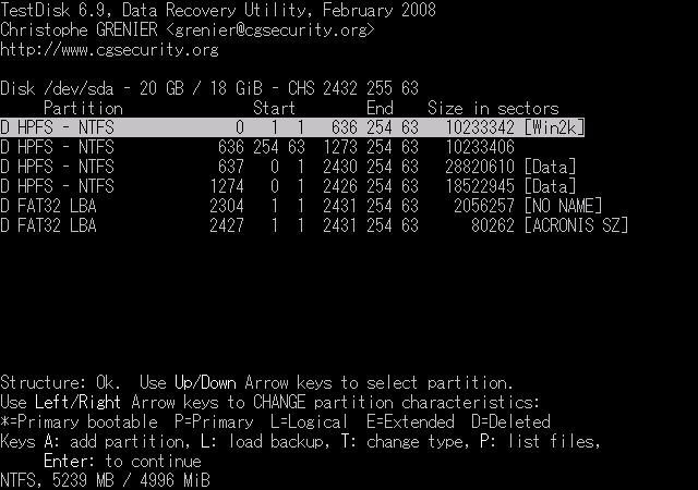 TestDisk - Results of "Deeper Search"