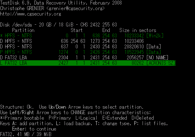 TestDisk - Structure: Ok.