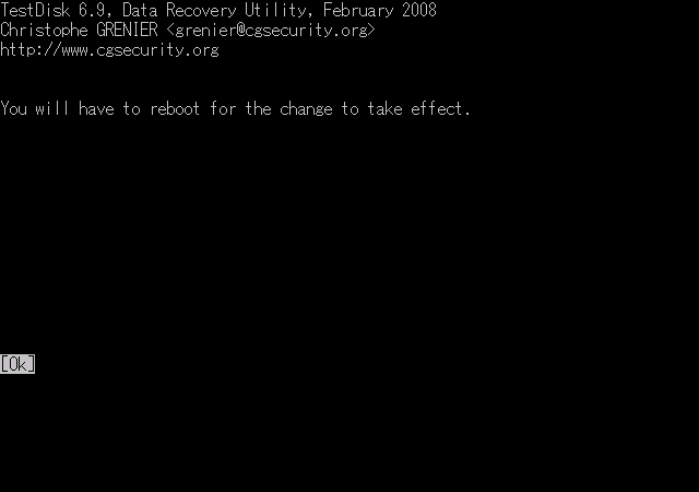 TestDisk - You will have to reboot